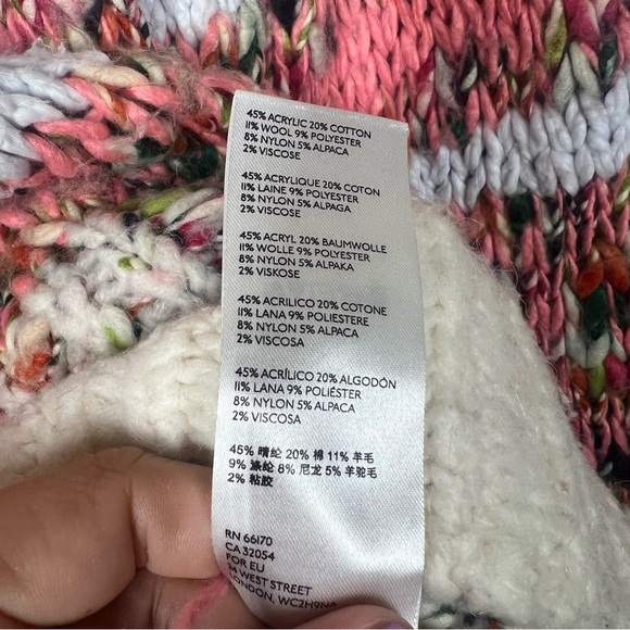 Anthropologie Chunky Knit Multicolor Kahlo Stripe Sweater Womens Size Small Boho - Picture 11 of 11